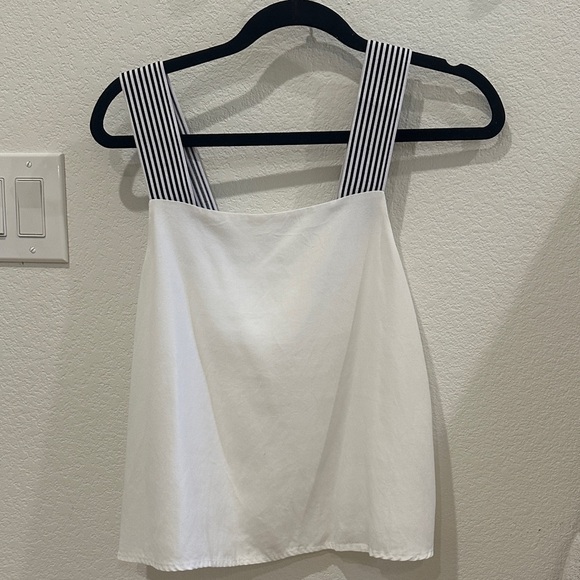 1. State Tops - 1. State White Camisole with Black Striped Straps